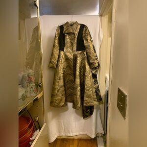 Making the Cut Metallic Jacquard Long Sleeve coat with Scarf